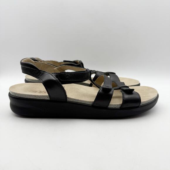 SAS Womens Sorrento Adjustable Comfort Sandal US 12 M Black Leather NIB - Picture 3 of 12